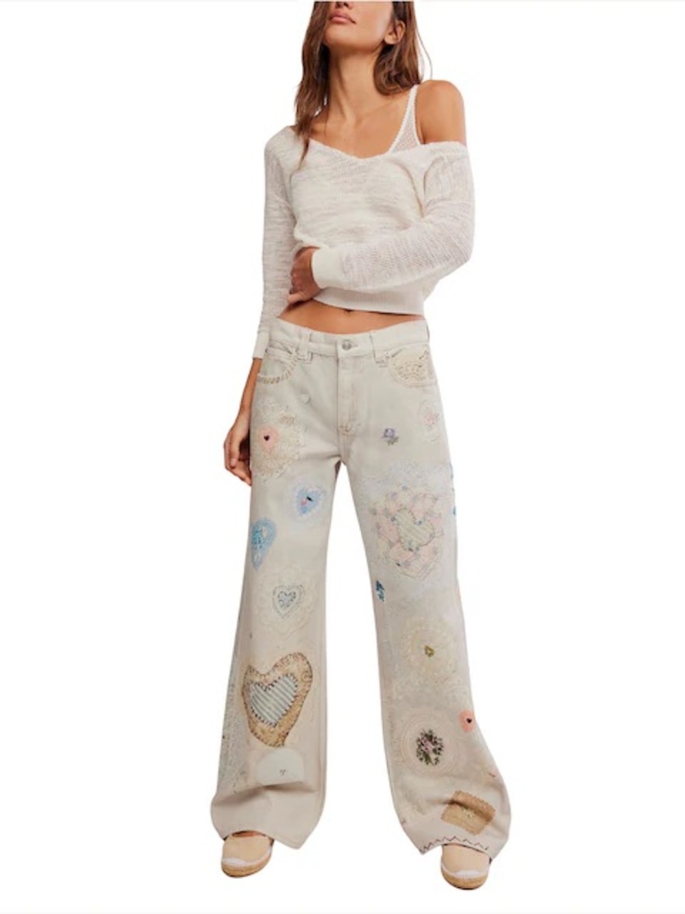 We The Free Illusions straight-leg printed jeans in the heirloom ivory,nwt, sz29 - Picture 5 of 13